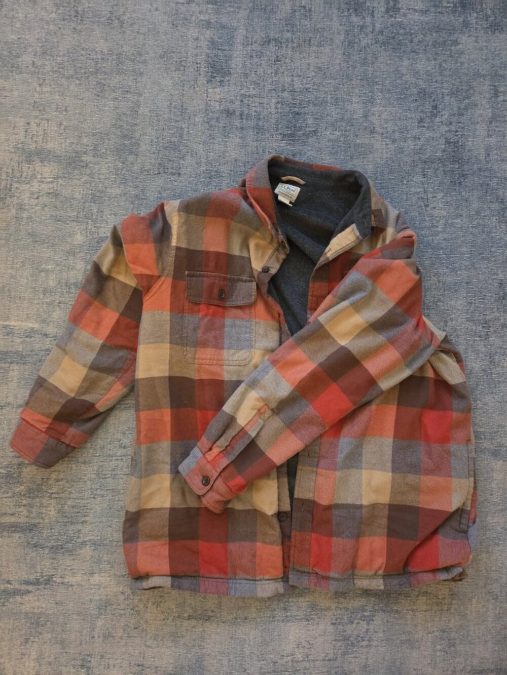 L.L.Bean Fleece-Lined Flannel Shirt Jacket Mens XL Plaid Traditional Fit